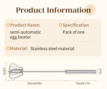 🥄Semi-Automatic Stainless Egg & Milk Whisk