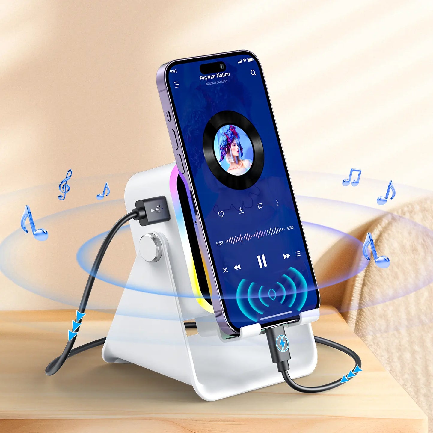 [DealsForYouDays]🎵5-in-1 Induction Bluetooth Speaker Phone Stand