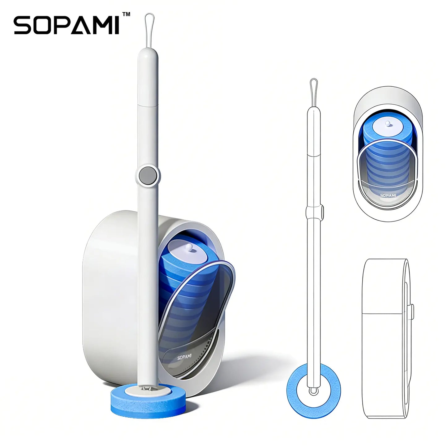 🚽 SOPAMI Disposable Toilet Brush Kit with 8/32 Refill Heads
