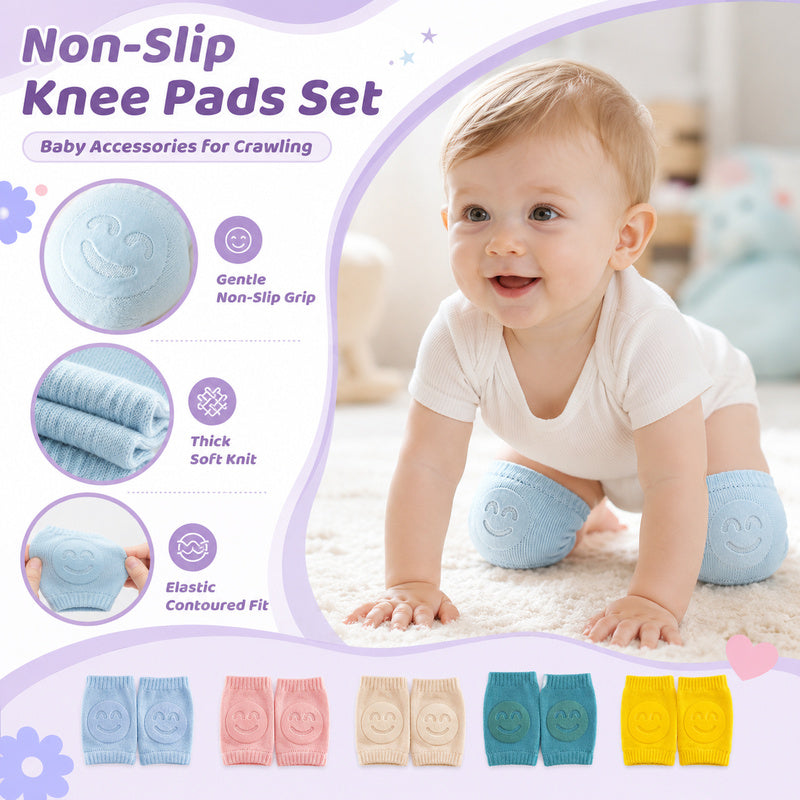 Baby 5-Piece Non-Slip Knee Pads Set, Baby Accessories for Crawling