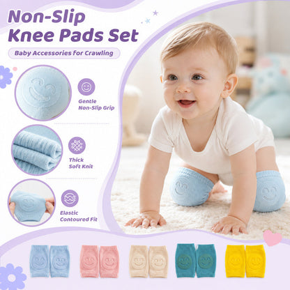 Baby 5-Piece Non-Slip Knee Pads Set, Baby Accessories for Crawling