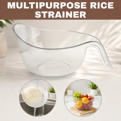 🍚Multi-Use Rice Strainer Bowl, BPA-Free Clear Colander with Handle