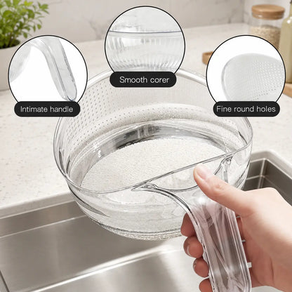 🍚Multi-Use Rice Strainer Bowl, BPA-Free Clear Colander with Handle