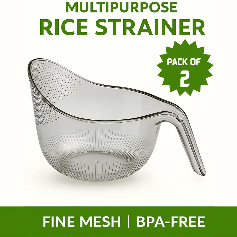 🍚Multi-Use Rice Strainer Bowl, BPA-Free Clear Colander with Handle
