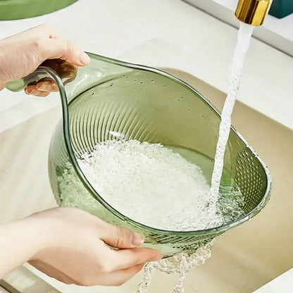 🍚Multi-Use Rice Strainer Bowl, BPA-Free Clear Colander with Handle