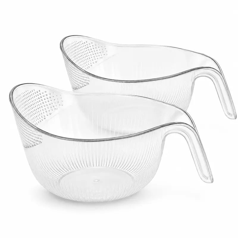 🍚Multi-Use Rice Strainer Bowl, BPA-Free Clear Colander with Handle