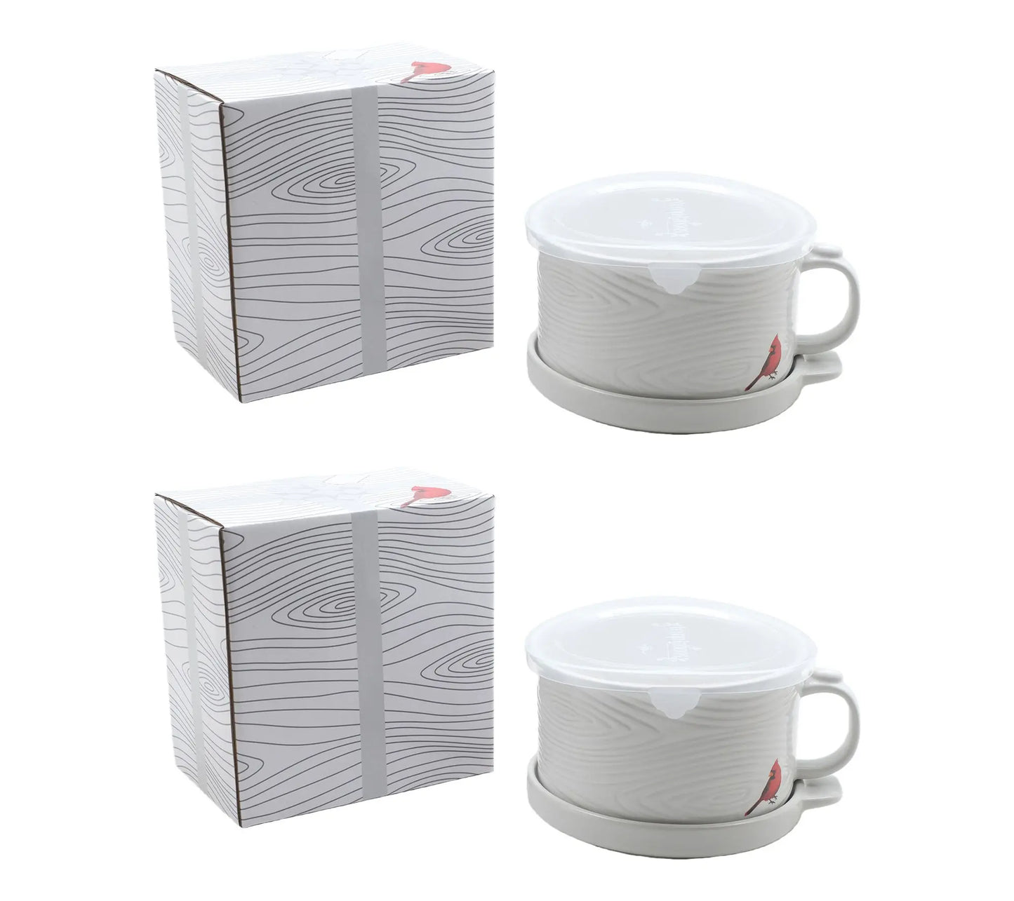 🎁2 Pack 25oz Ceramic Meal Mugs with Lid & Tray