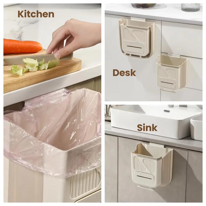 🗑 10L Collapsible Hanging Kitchen Trash Bin Can