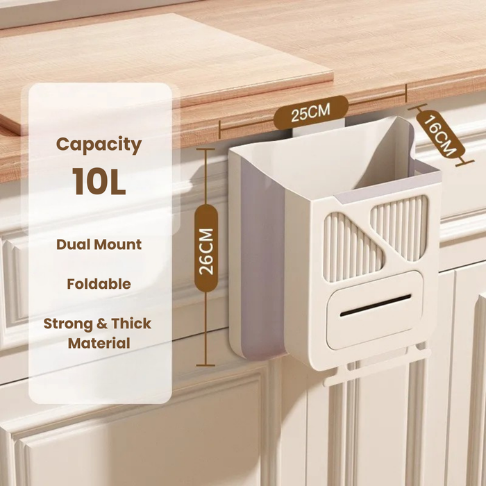 🗑 10L Collapsible Hanging Kitchen Trash Bin Can