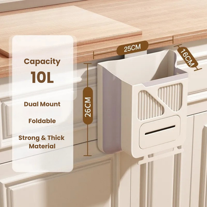 🗑 10L Collapsible Hanging Kitchen Trash Bin Can