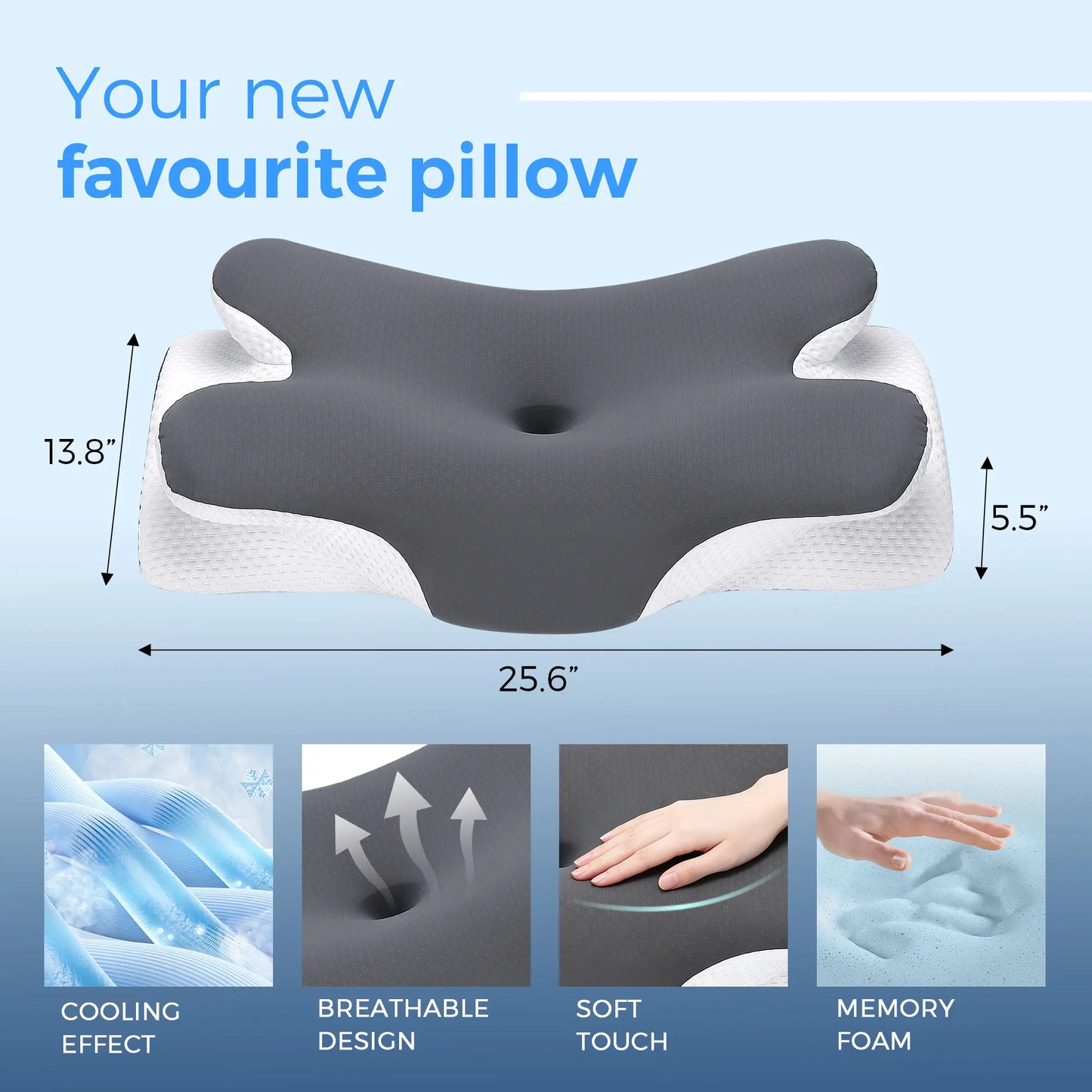[DealsForYouDays]💆 Adjustable Cooling Memory Foam Cervical Pillow, Ergonomic Neck Support for All Sleepers