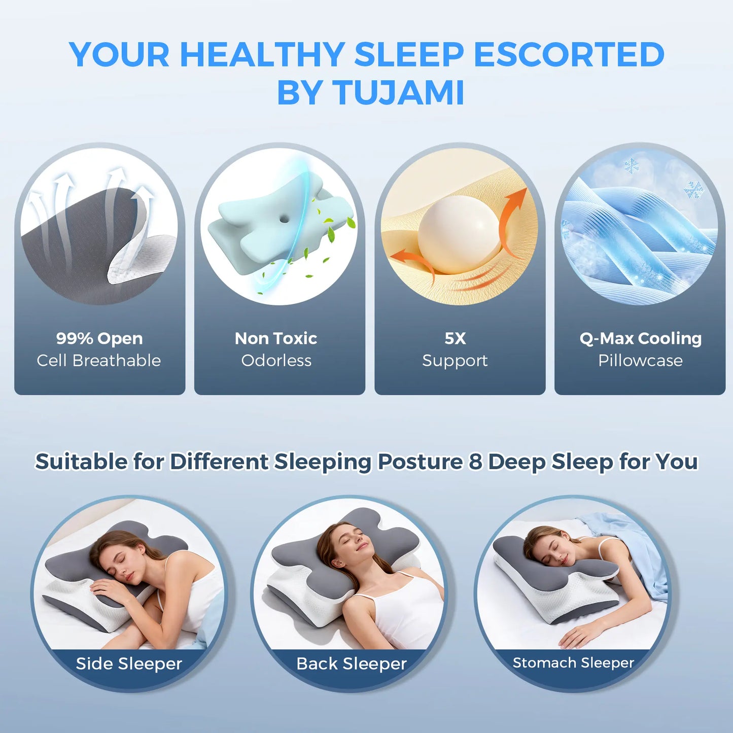 [DealsForYouDays]💆 Adjustable Cooling Memory Foam Cervical Pillow, Ergonomic Neck Support for All Sleepers
