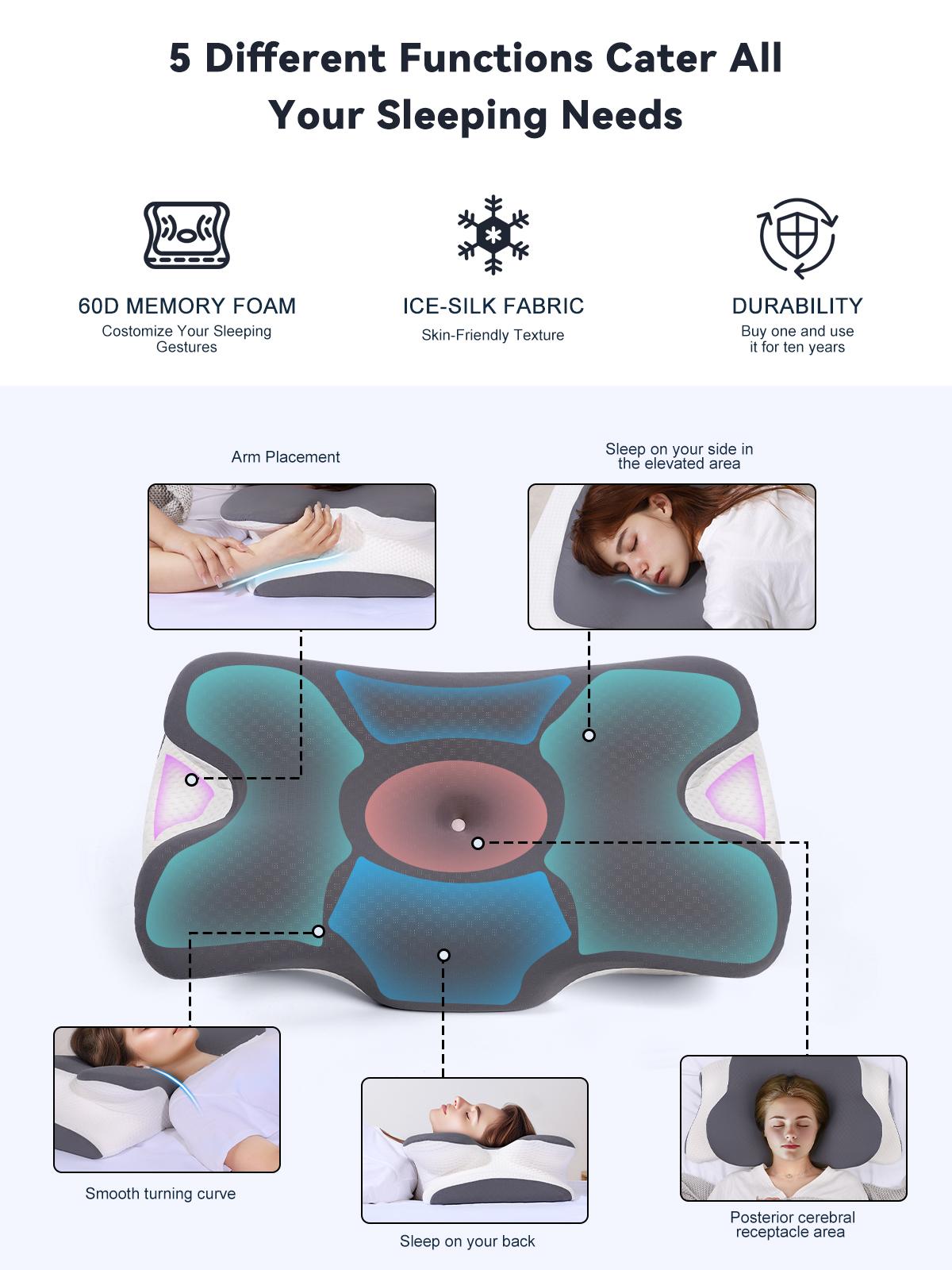[DealsForYouDays]💆 Adjustable Cooling Memory Foam Cervical Pillow, Ergonomic Neck Support for All Sleepers
