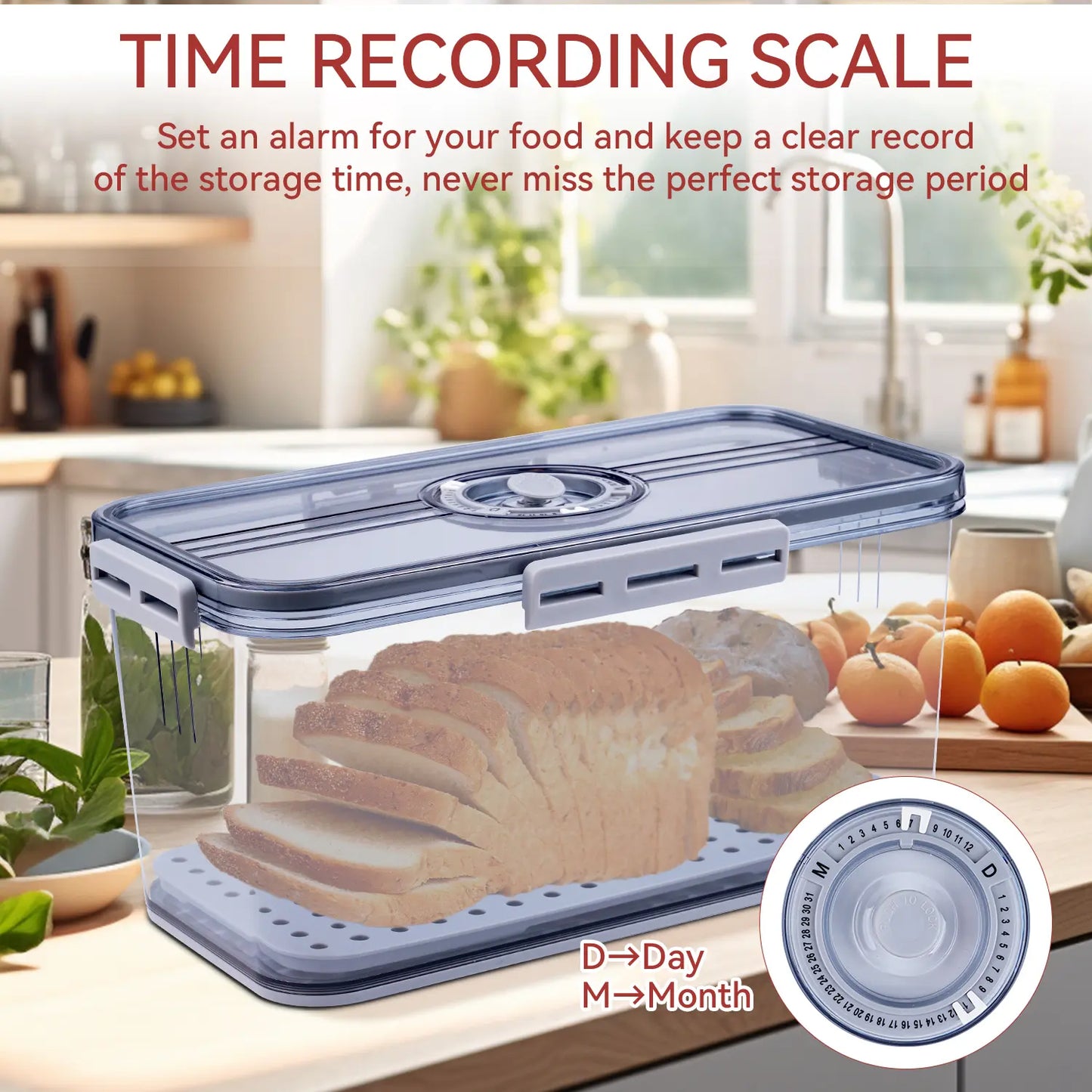 🥖 Gray Timed Sealed Bread Storage Box