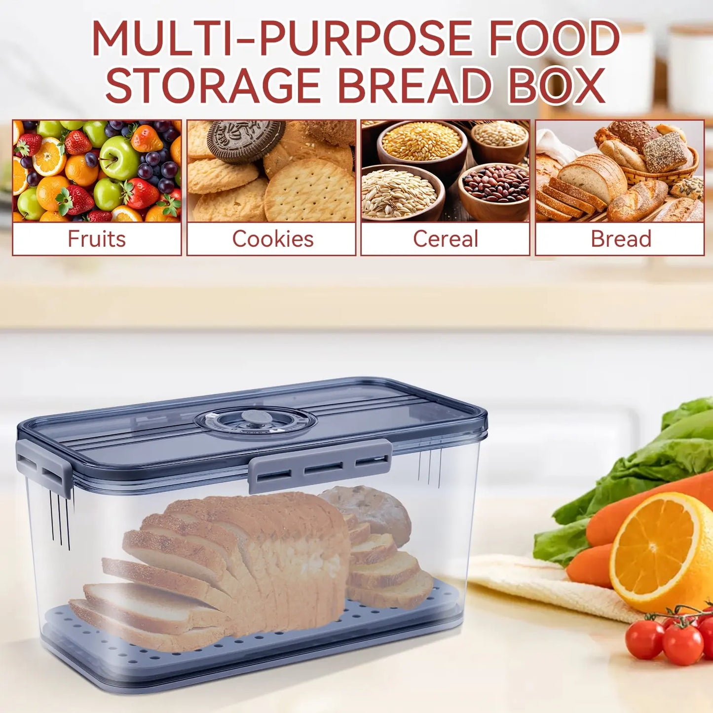 🥖 Gray Timed Sealed Bread Storage Box