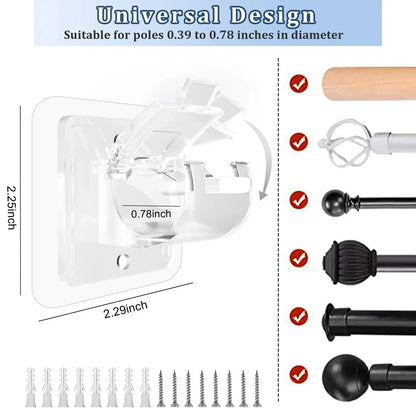 8 Pack Clear Curtain Rod Brackets, Multi-Purpose Adjustable Rod Holders for Home