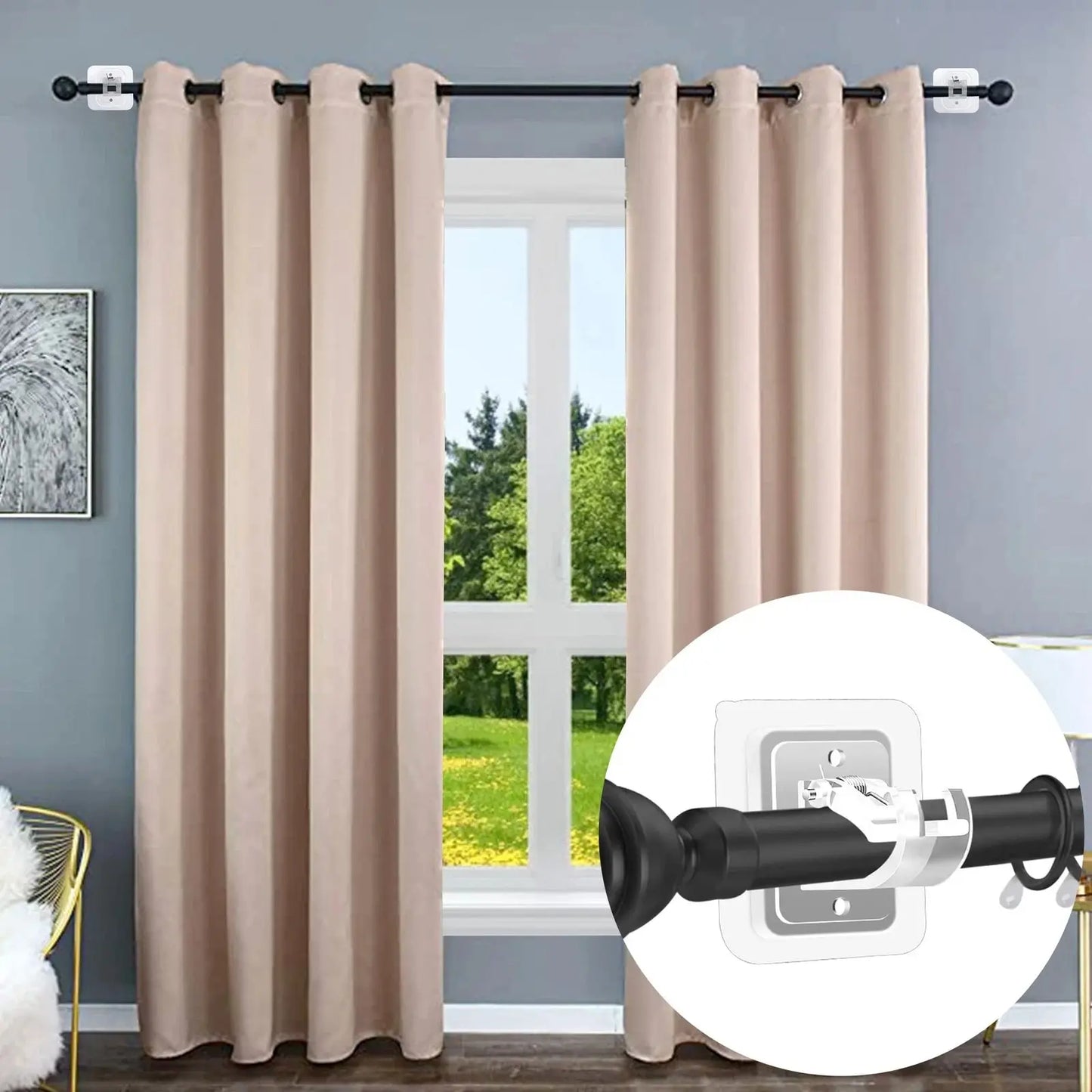 8 Pack Clear Curtain Rod Brackets, Multi-Purpose Adjustable Rod Holders for Home