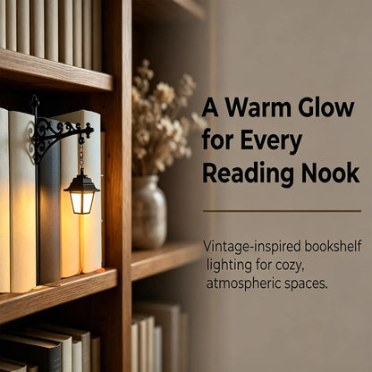 Vintage Library Lantern LED Lamp, Halloween & Holiday Bookshelf Decor
