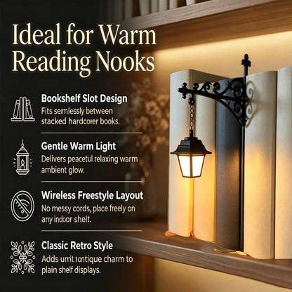 Vintage Library Lantern LED Lamp, Halloween & Holiday Bookshelf Decor