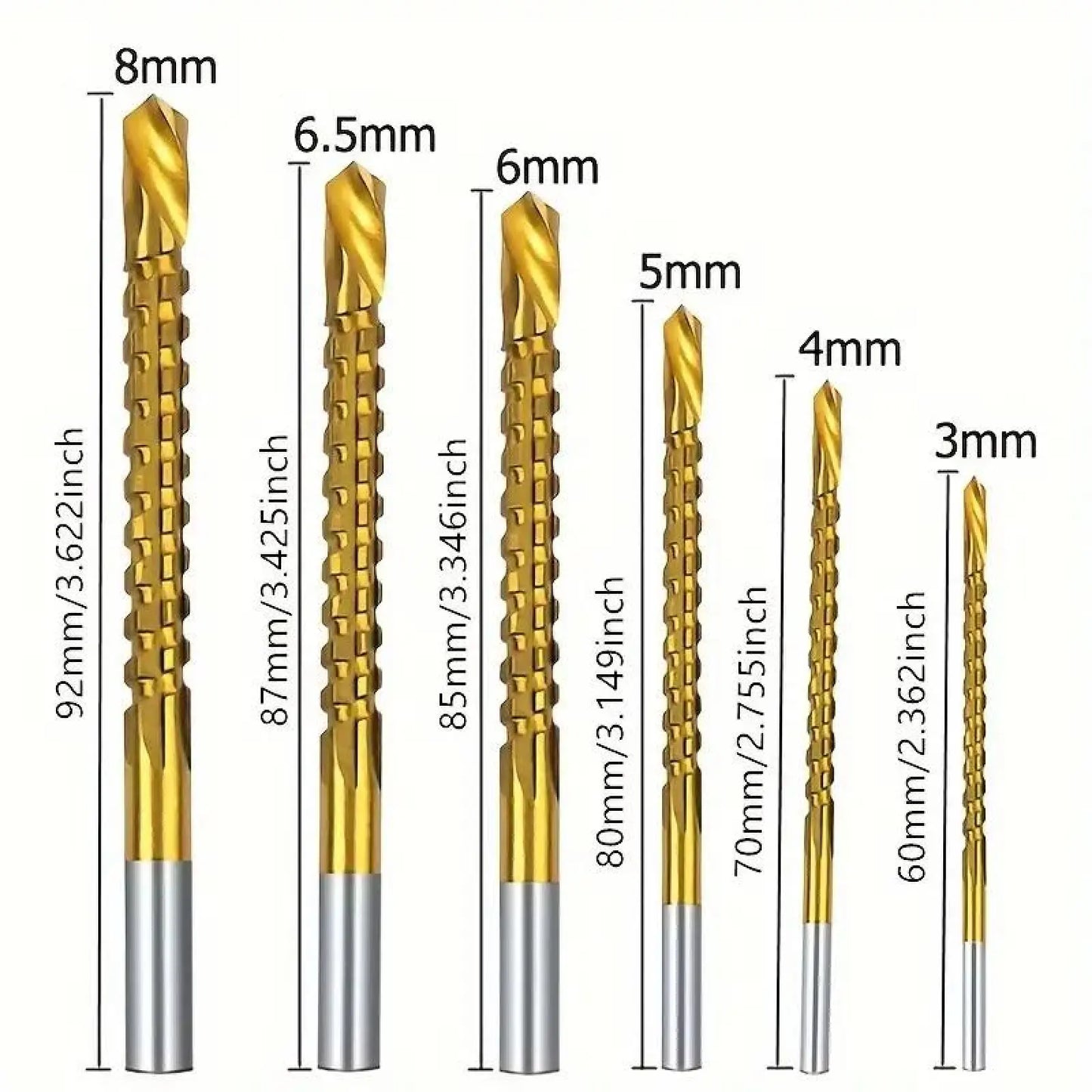 6Pcs Multi-Function Titanium HSS Drill Bit Set for Metalworkin