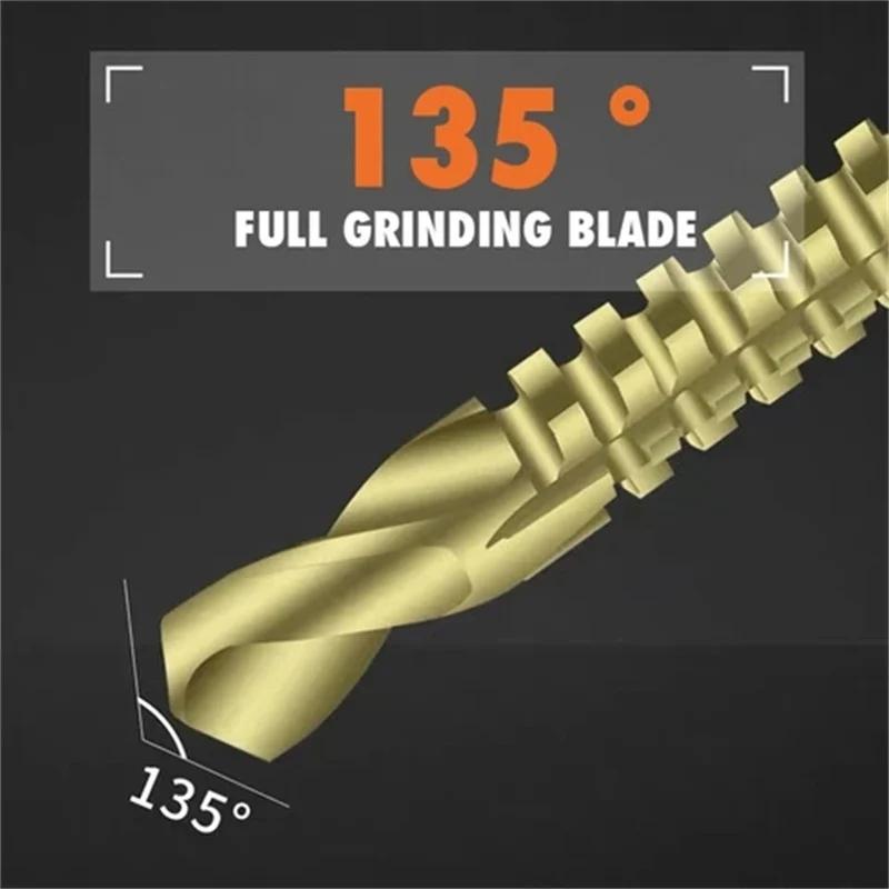 6Pcs Multi-Function Titanium HSS Drill Bit Set for Metalworkin