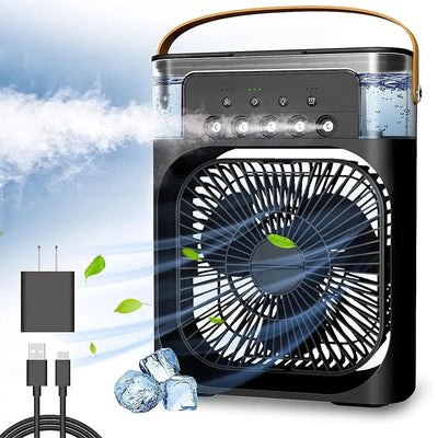 Ventilador enfriador evaporativo 3 en 1, humidificador de niebla de escritorio con luz LED alimentado por USB