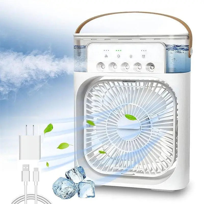 3-in-1 Evaporative Cooler Fan, Desktop Mist Humidifier with LED Light USB Powered