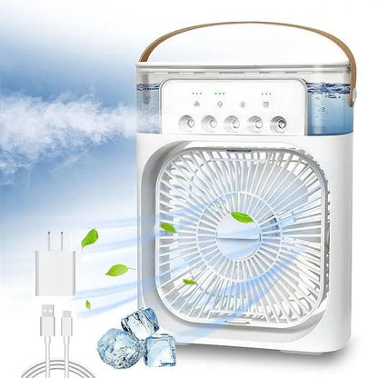 3-in-1 Evaporative Cooler Fan, Desktop Mist Humidifier with LED Light USB Powered
