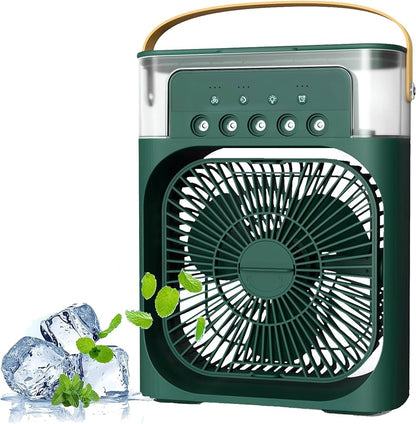 3-in-1 Evaporative Cooler Fan, Desktop Mist Humidifier with LED Light USB Powered