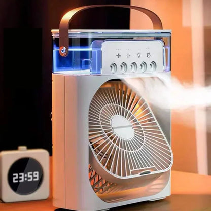 3-in-1 Evaporative Cooler Fan, Desktop Mist Humidifier with LED Light USB Powered