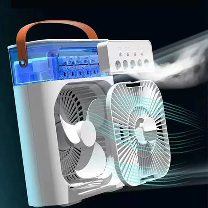 3-in-1 Evaporative Cooler Fan, Desktop Mist Humidifier with LED Light USB Powered