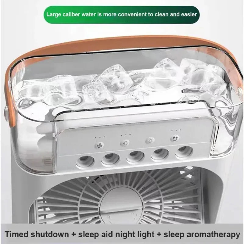 3-in-1 Evaporative Cooler Fan, Desktop Mist Humidifier with LED Light USB Powered