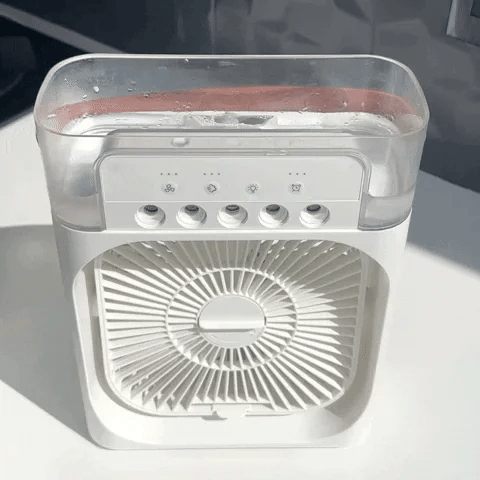 3-in-1 Evaporative Cooler Fan, Desktop Mist Humidifier with LED Light USB Powered