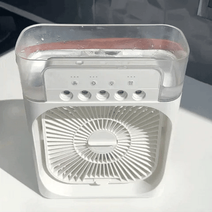3-in-1 Evaporative Cooler Fan, Desktop Mist Humidifier with LED Light USB Powered