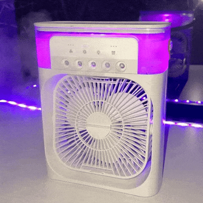 3-in-1 Evaporative Cooler Fan, Desktop Mist Humidifier with LED Light USB Powered