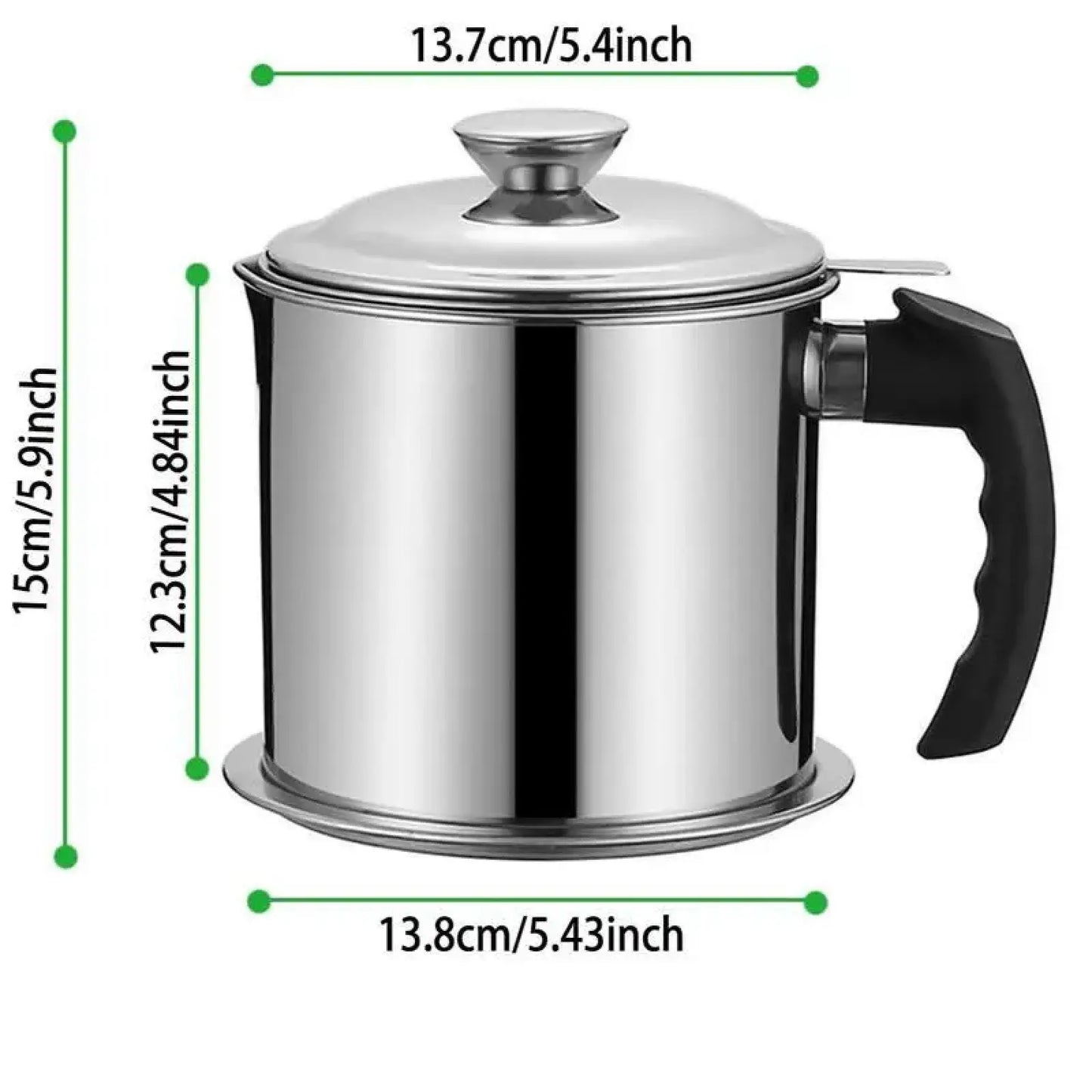 Modern Stainless Steel Oil Dispenser with Filter & Lid – 1.5L Kitchen Oil Storage Container