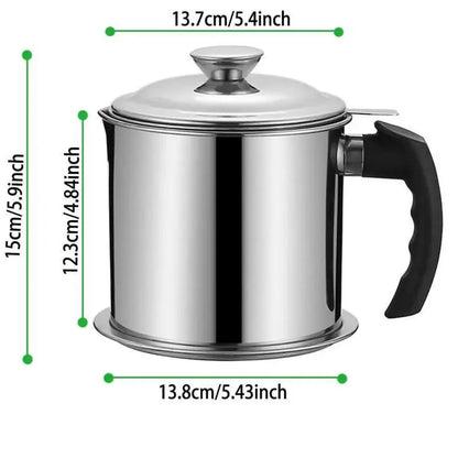 Modern Stainless Steel Oil Dispenser with Filter & Lid – 1.5L Kitchen Oil Storage Container