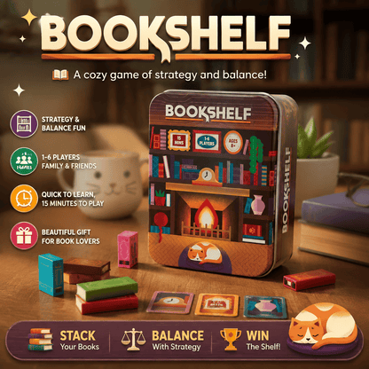 Portable Bookshelf Stacking Balance Family Game Tin Set📚✈️