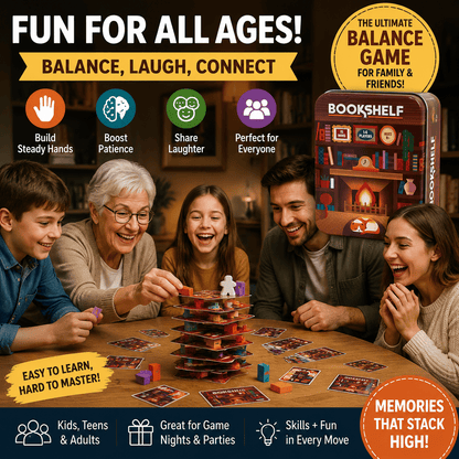 Portable Bookshelf Stacking Balance Family Game Tin Set📚✈️