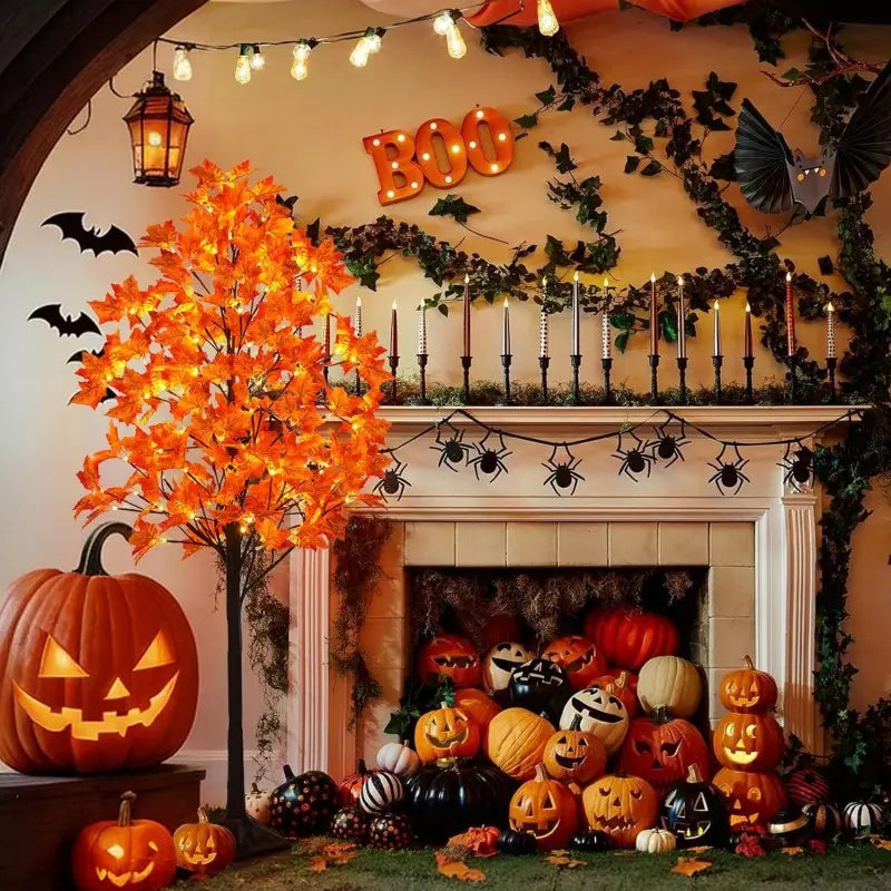 4/5/6ft Warm LED Lighted Maple Tree🍂🎃 for Halloween Thanksgiving Indoor Home Decor