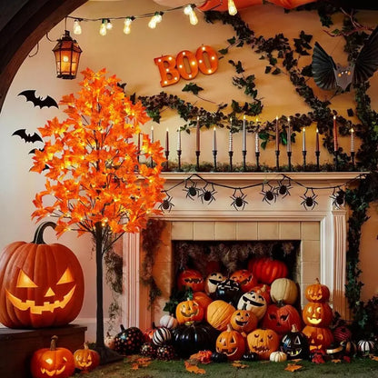 4/5/6ft Warm LED Lighted Maple Tree🍂🎃 for Halloween Thanksgiving Indoor Home Decor