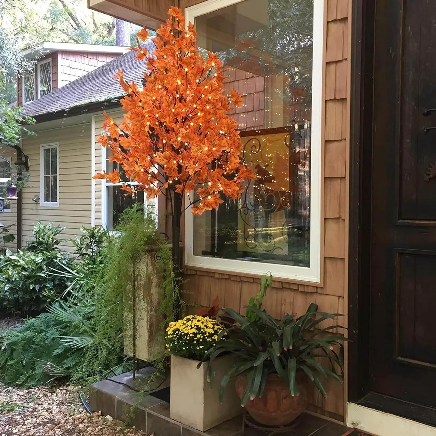 4/5/6ft Warm LED Lighted Maple Tree🍂🎃 for Halloween Thanksgiving Indoor Home Decor