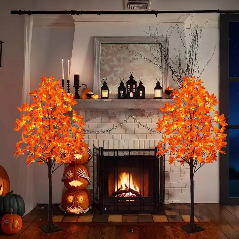 4/5/6ft Warm LED Lighted Maple Tree🍂🎃 for Halloween Thanksgiving Indoor Home Decor