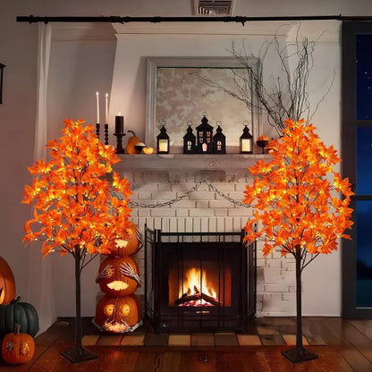 4/5/6ft Warm LED Lighted Maple Tree🍂🎃 for Halloween Thanksgiving Indoor Home Decor