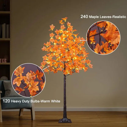 4/5/6ft Warm LED Lighted Maple Tree🍂🎃 for Halloween Thanksgiving Indoor Home Decor