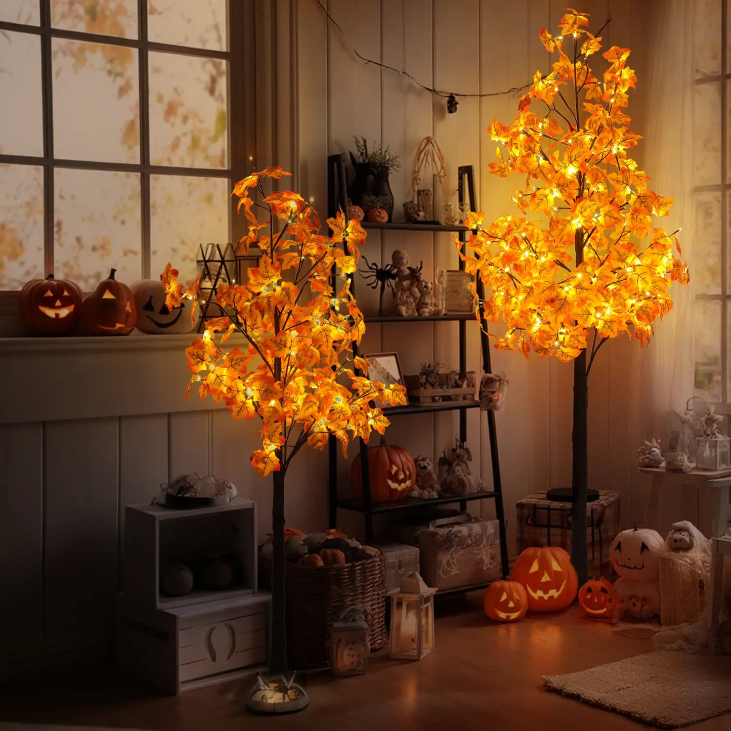 4/5/6ft Warm LED Lighted Maple Tree🍂🎃 for Halloween Thanksgiving Indoor Home Decor