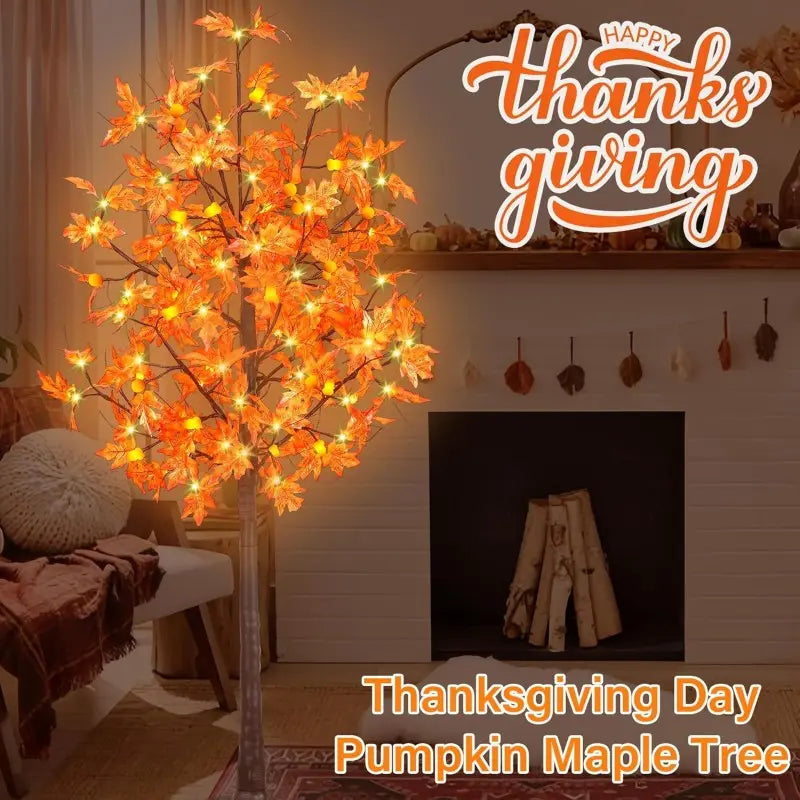 4/5/6ft Warm LED Lighted Maple Tree🍂🎃 for Halloween Thanksgiving Indoor Home Decor