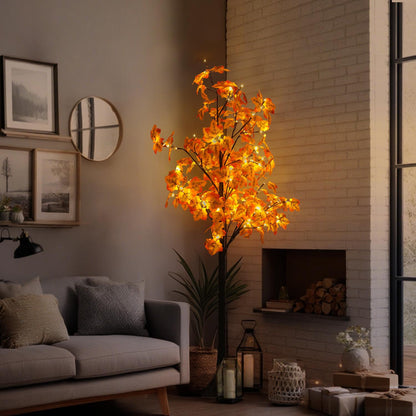 4/5/6ft Warm LED Lighted Maple Tree🍂🎃 for Halloween Thanksgiving Indoor Home Decor