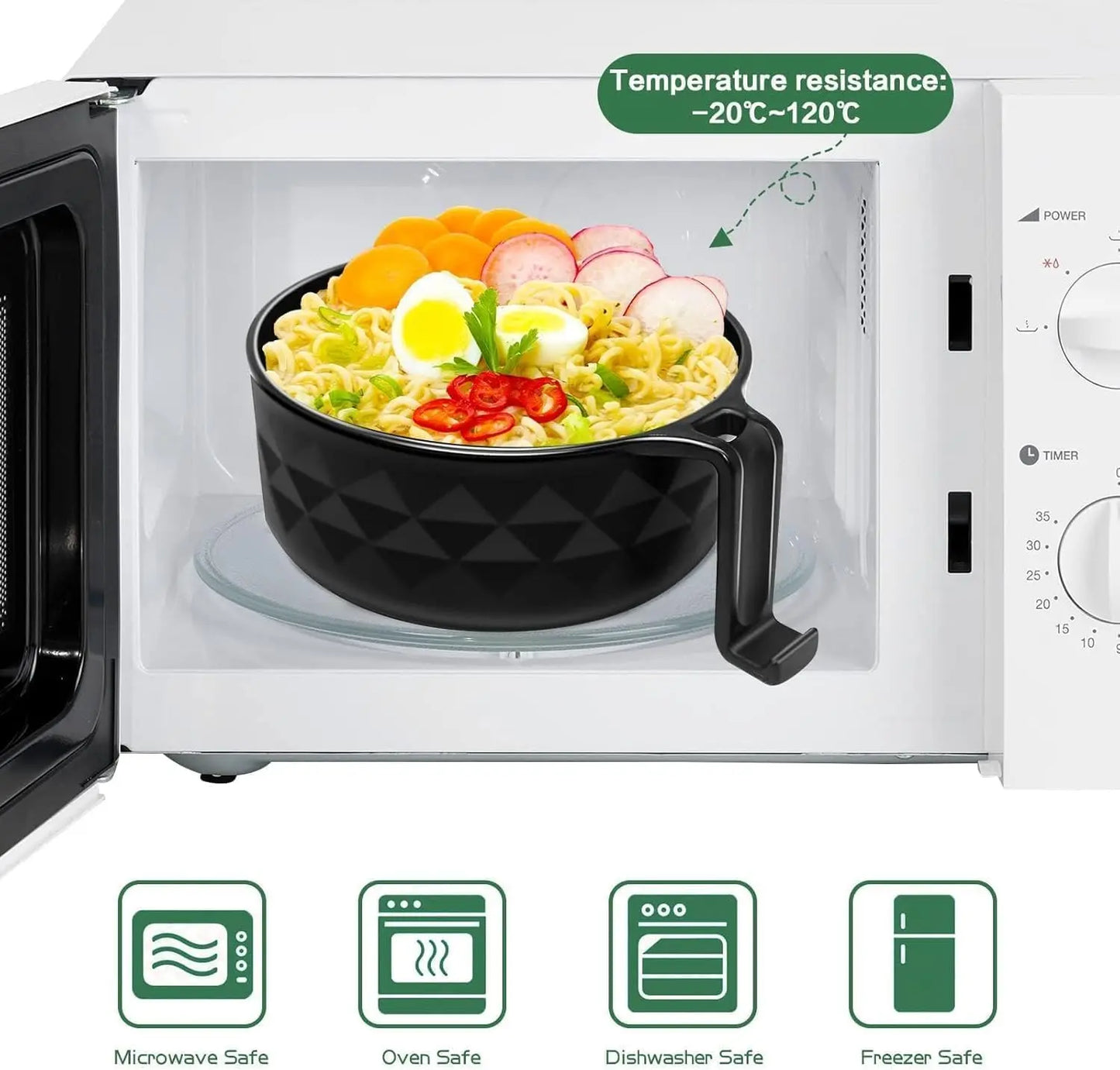 🍜 6Pcs Microwave Ramen Bowl Set with Strainer Lid