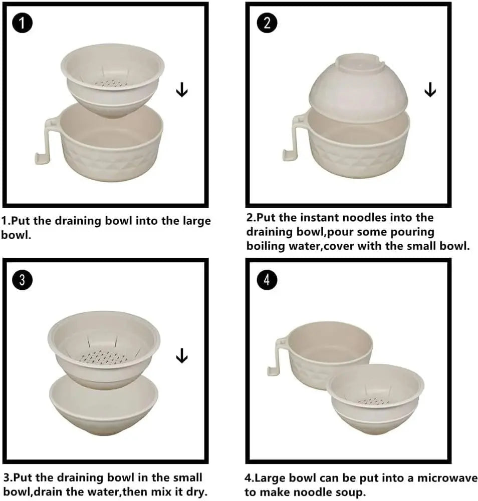 🍜 6Pcs Microwave Ramen Bowl Set with Strainer Lid
